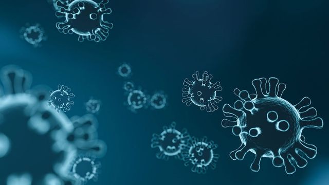Virus' on blue background 