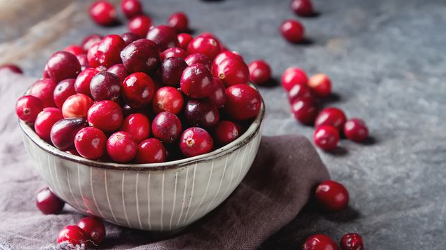 Cranberries in a bowl. 
