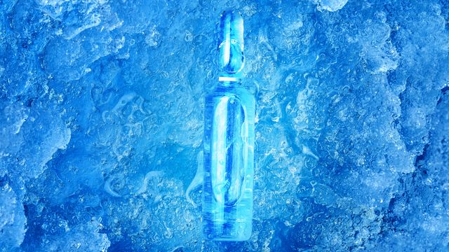 Vaccine vials on ice. 